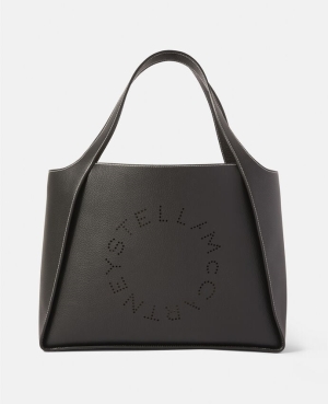 Black Stella McCartney Stella Logo Grainy Alter Mat Tote Bag | BEFLW0329